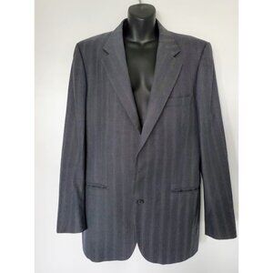 VTG YSL Yves Saint Laurent France Gray Wool Ventless Blazer Jacket Old Money 42